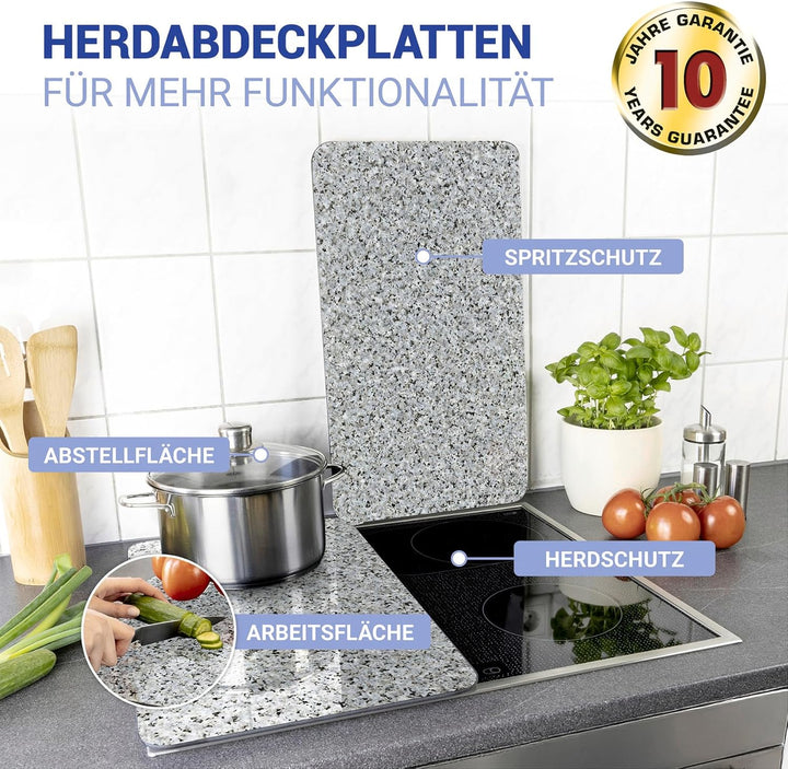 WENKO WENKO Herdabdeckplatte Universal Granit 2er Set, für Glaskeramik-, Elektro- und Gasherde, auch