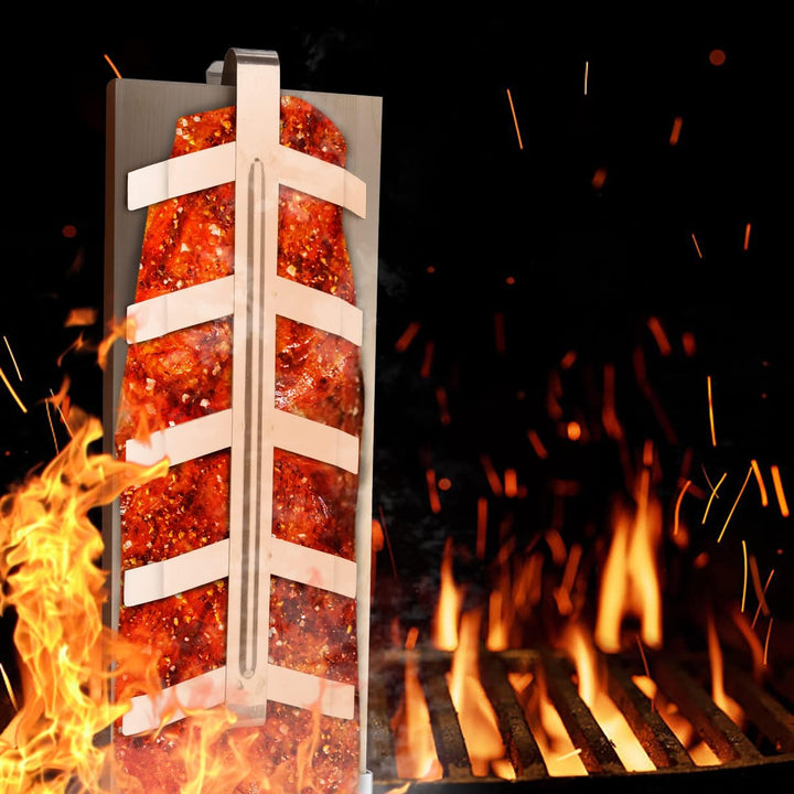 Randaco Flammlachsbrett Räucherbrett 2er Set, 5 Stufen einstellbar, mit Stabiler Edelstahl-Halterung
