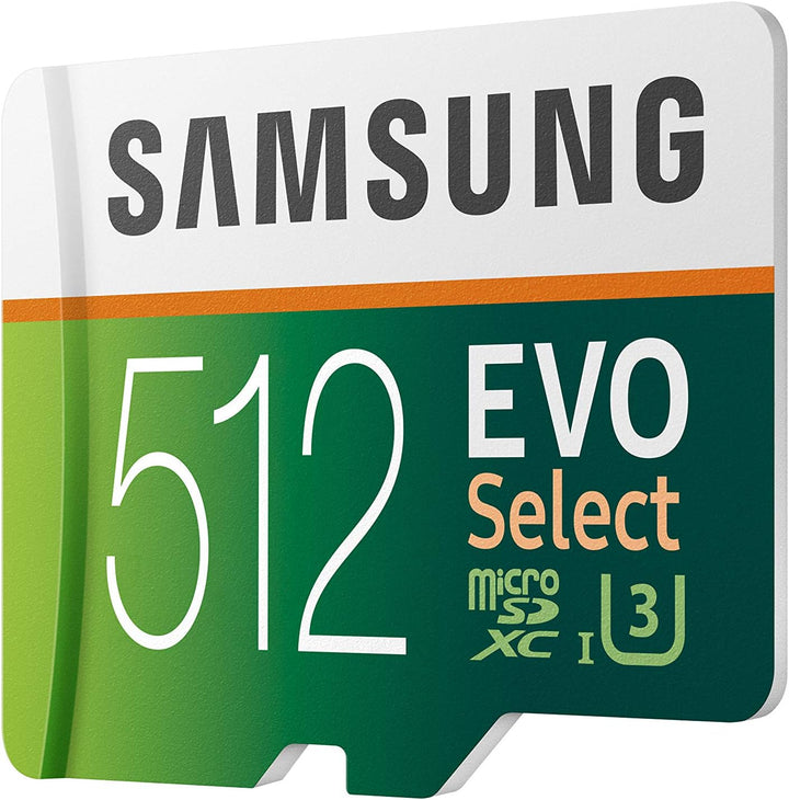 Samsung EVO Select microSD-Karte, 512 GB, 100 MB/s und 90 MB/s, Speicherkarte für Full HD & 4K UHD,