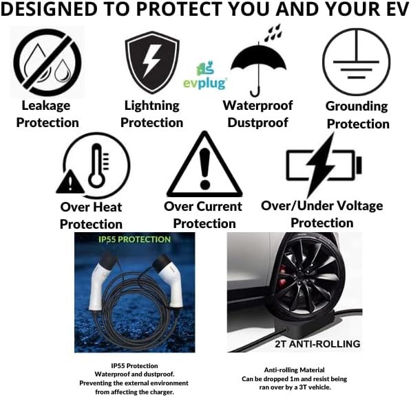 evplug® Ladeadapter für Elektroautos (Zum Ersetzen | 1 Phase | Typ 2 | 7,4kW | 8m), Zum Ersetzen | 1