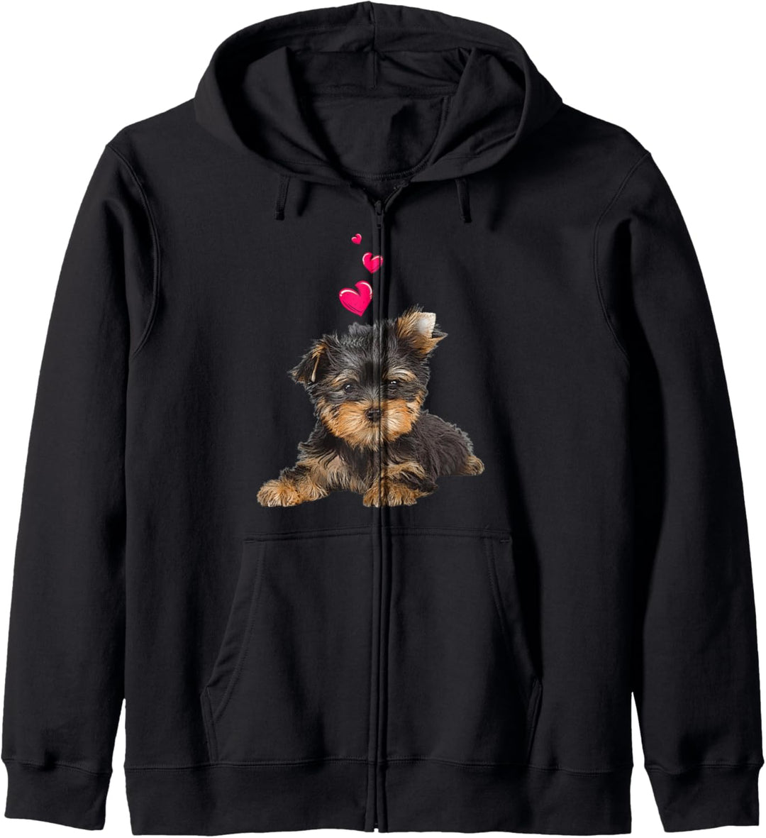 Shirt mit Yorkshire Terrier Hund und Herz Yorkie Hundemotiv Kapuzenjacke