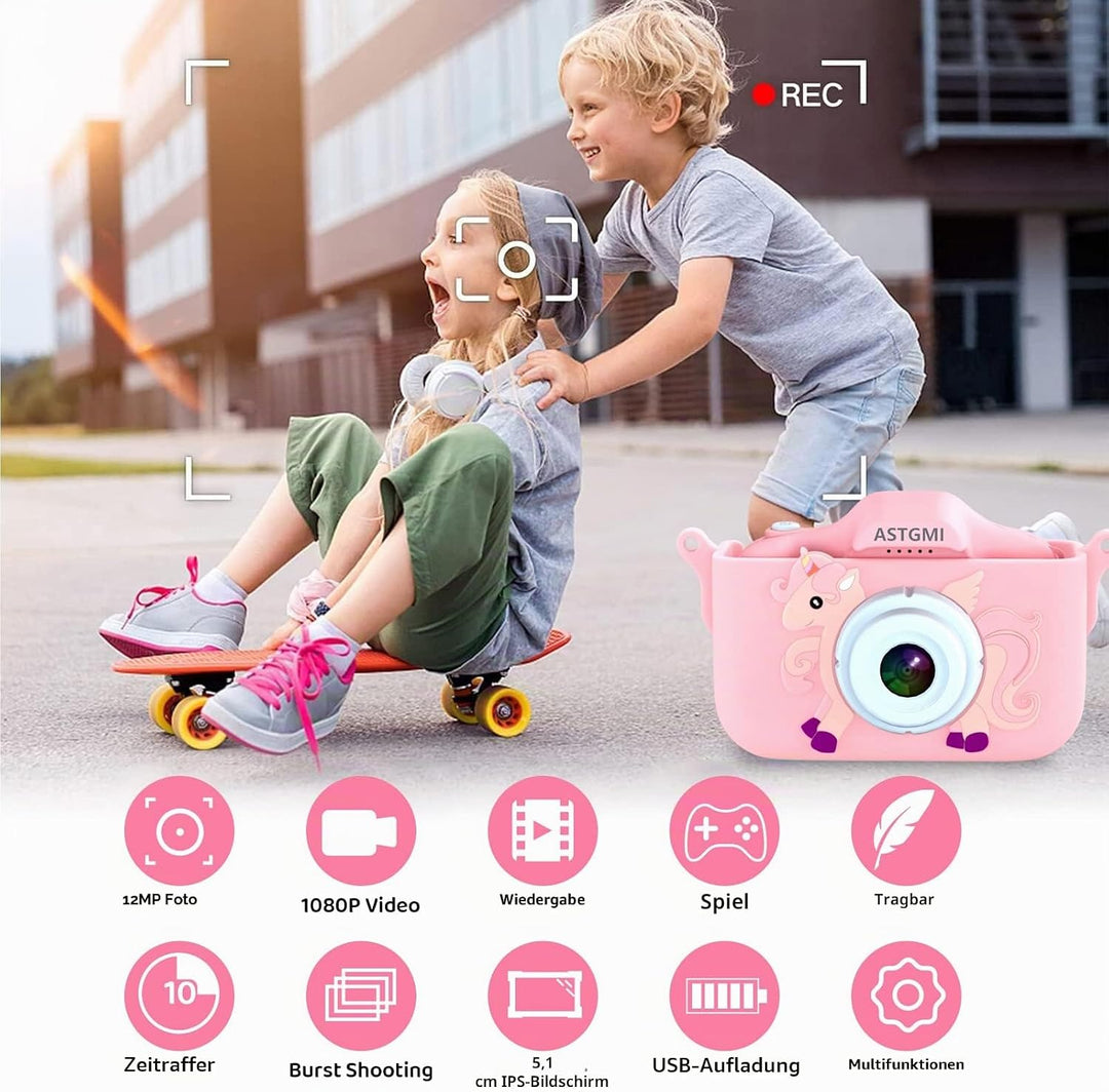 ASTGMI Kinderkamera 2,0 Zoll Kinder Digitalkamera, Minikamera Kinder wiederaufladbar Camcorder Gesch