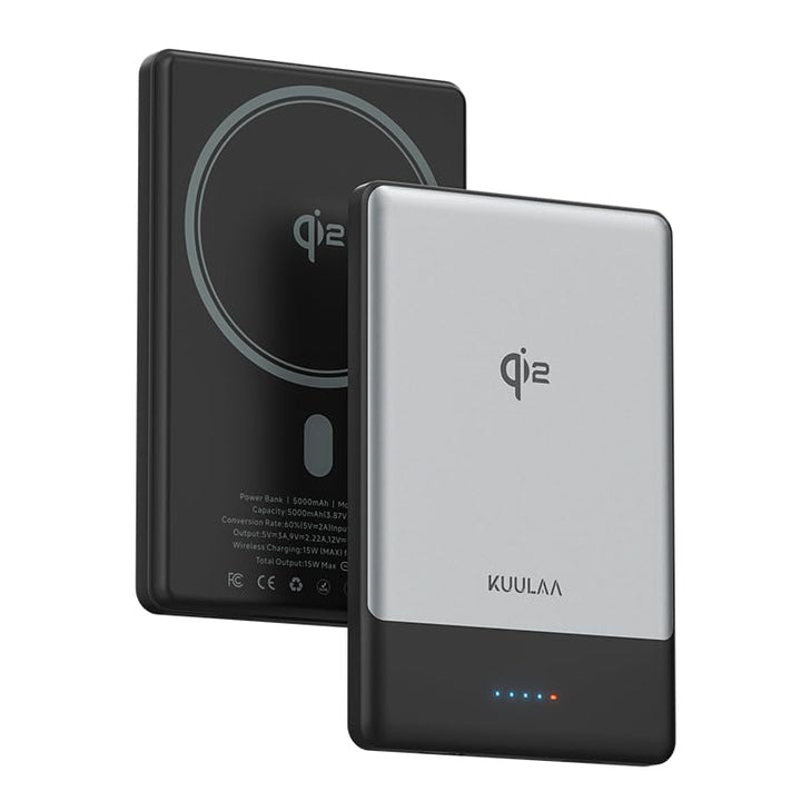 Kuulaa Qi2 Wireless Power Bank, 5000mAh Magsafe PowerBank mit Type C 20W Output Externe Batterie Sch
