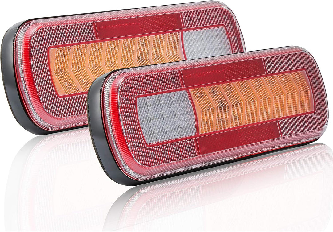 D-TECH 2 Stk. 9-30V E-Mark Zulassung LED Anhänger Rücklicht Bremslicht Rückfahrnebelscheinwerfer Dyn