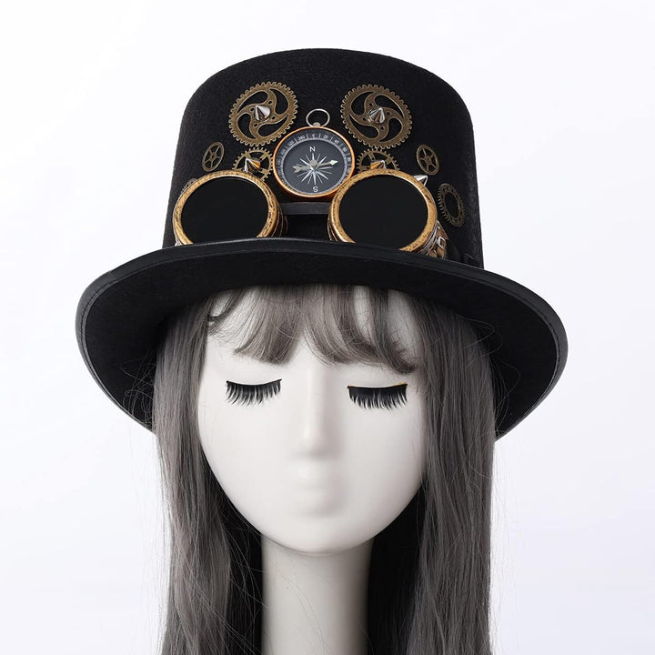 COSDREAMER Unisex Steampunk Brille Top Hüte Halloween Cosplay Hut (58 cm) Schwarz 8 M, Schwarz 8 M