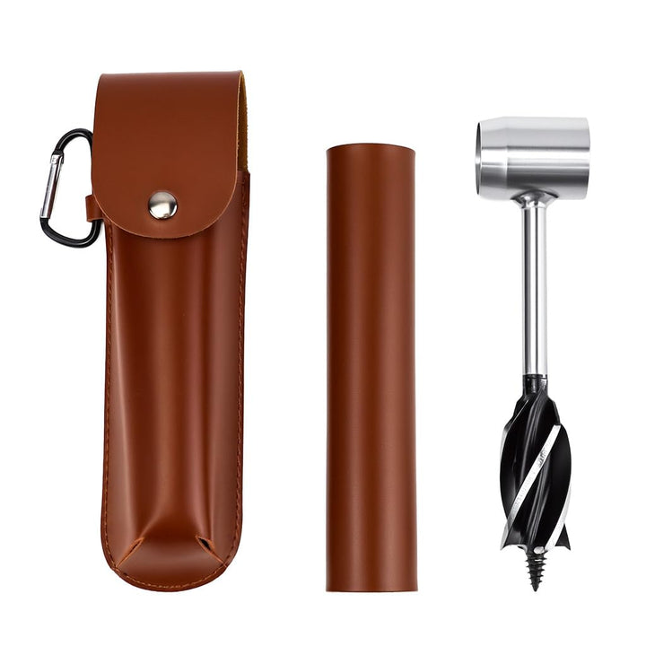 QWORK Handbohrmaschine, Holzbearbeitung Handbohrer manuelle Überlebensbohrer, mit Holster,für Campin