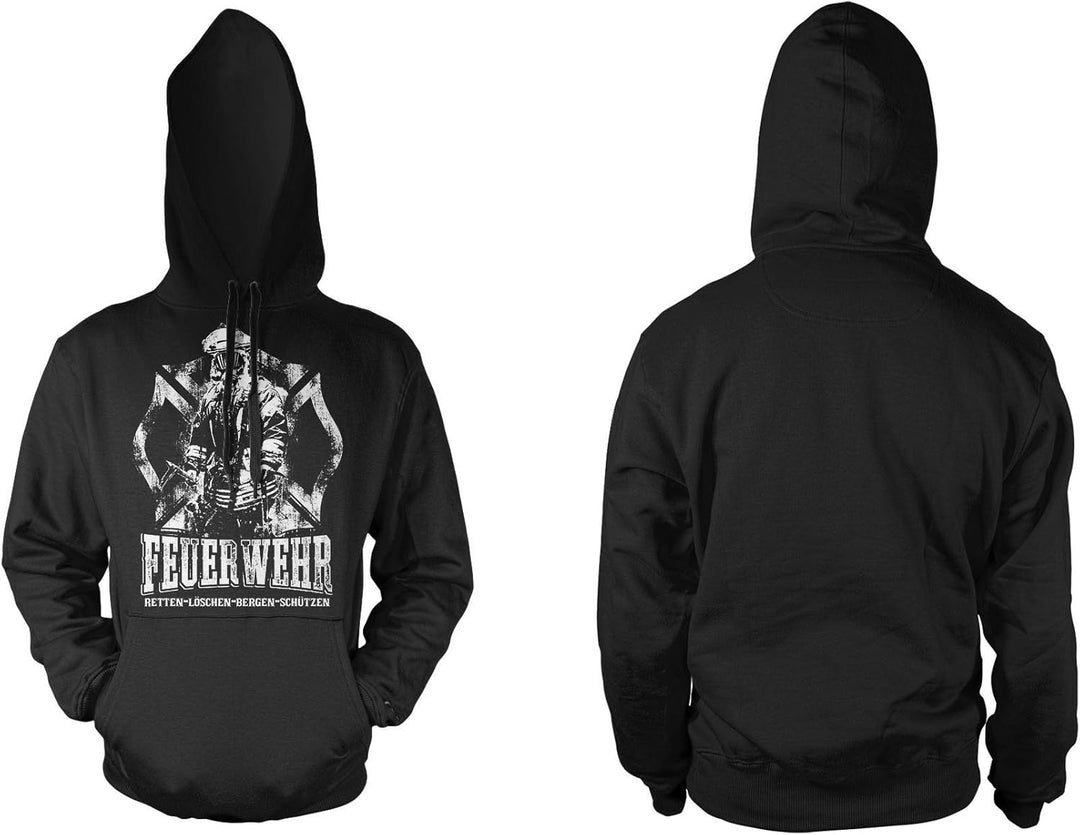 Uglyshirt89 Feuerwehr Männer und Herren Kapuzenpullover | Papa Held Hero FFW ||| M2 (XXL)