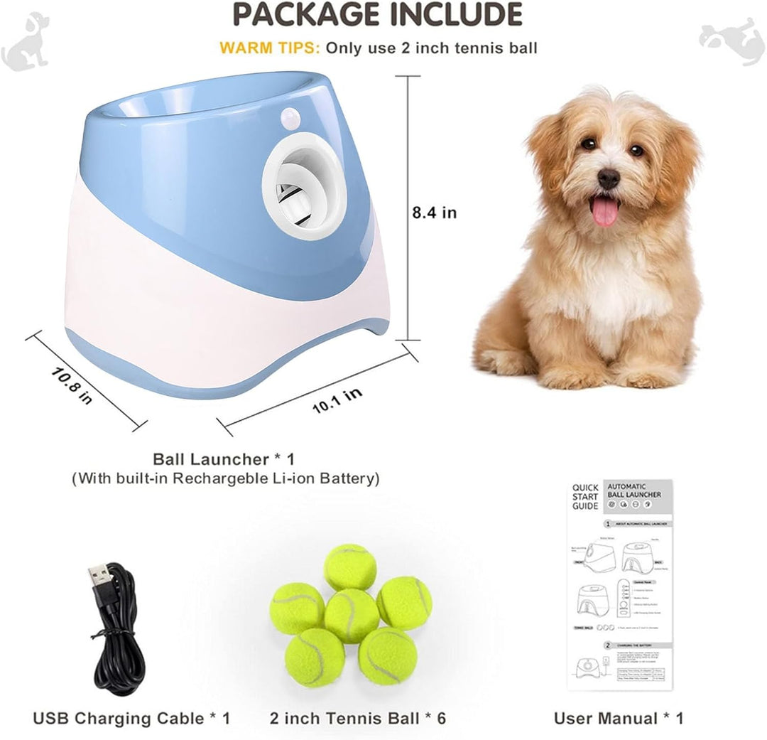 Automatischer Ballwerfer, Ballwurfmaschine Hund mit 6 Pcs 2" Tennisbällen, Kann 10-30ft werfen, Inte