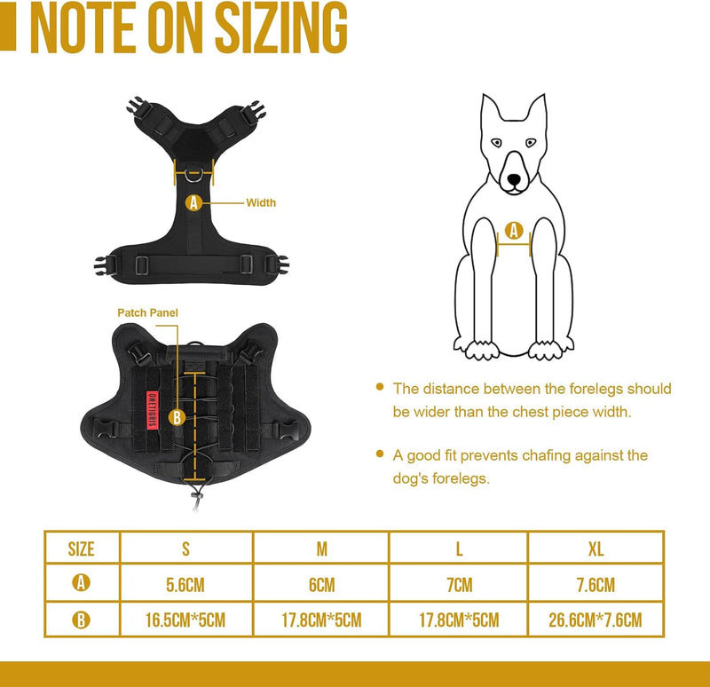 OneTigris Hundegeschirr, FIRE Watcher 2.0 Taktisches Geschirr 2 Metallschnallen MOLLE Sicherheitsges