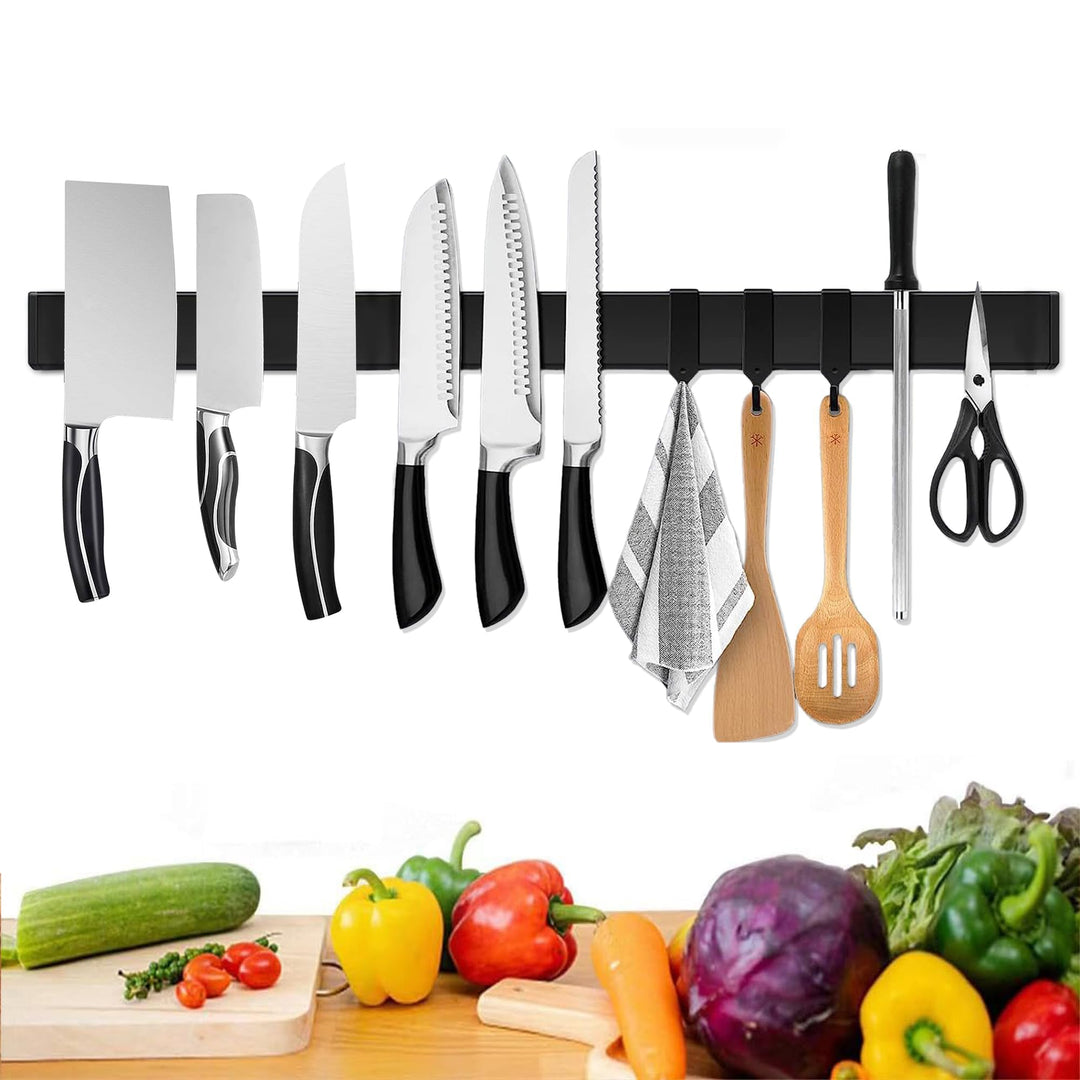 [Verbesserte 60cm]Trhillsbrad Magnetleiste Messer, 60cm Messerhalter Magnetisch mit 3 Haken Edelstah