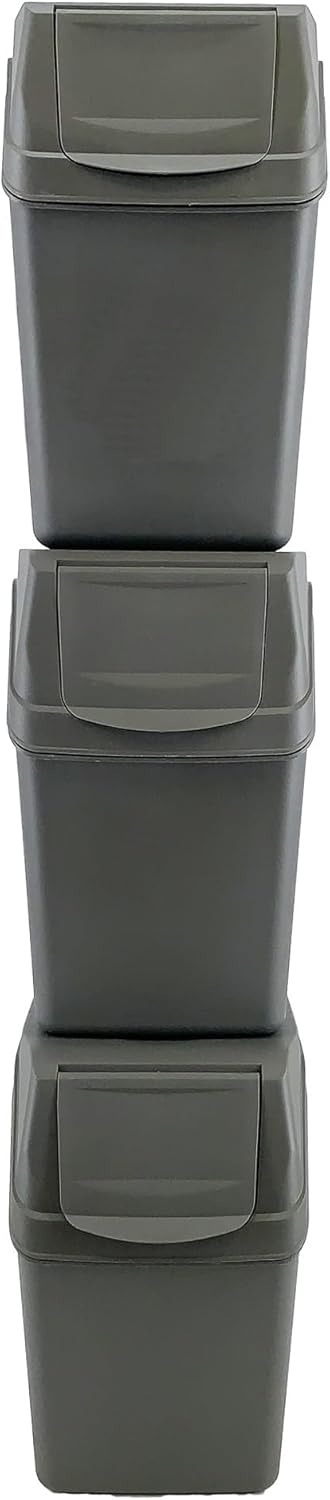 Prosperplast Sortibox Mülleimer Mülltrennsystem Abfalleimer Behälter 3x20L Grau Grau 3x20 Litros, Gr