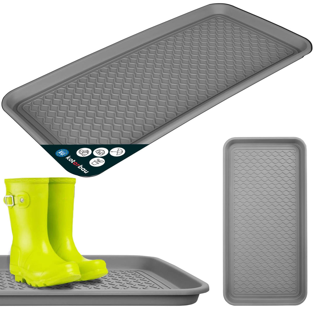 KOTARBAU® Schuhabtropfschale 38 x 76 cm Abtropfmatte Schuhe Grau Schuhmatte Abtropfmatte Kunststoff