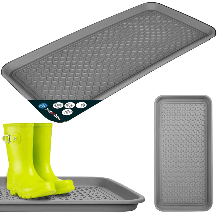 KOTARBAU® Schuhabtropfschale 38 x 76 cm Abtropfmatte Schuhe Grau Schuhmatte Abtropfmatte Kunststoff
