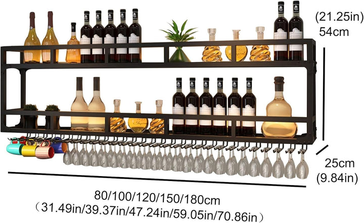 Weinregal Wand Metall Bar Regal Wand Flaschenregal Schmal Barschrank Weinständer mit Licht Weinglash