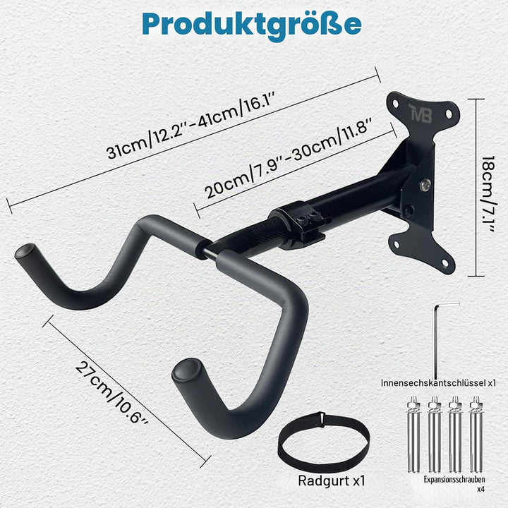 Fahrrad Wandhalterung, Fahrrad Montageständer, Falibar bis 30kg, Höhen- und Abstandsverstellbar, Fah