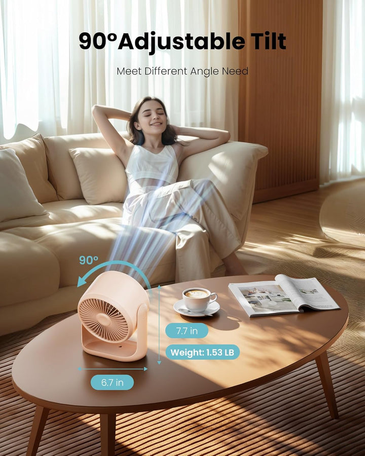 gaiatop Schreibtischventilator mit Touch-Steuerung, 4000 mAh Akku, 5 Geschwindigkeiten Ultra-leise m