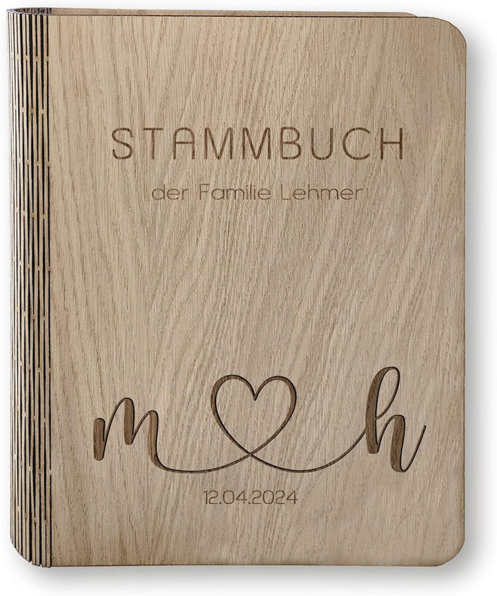 Stammbücher Holz Stammbuch der Familie personalisiert Aseni Holzbuch A5 oder A4 Familienstammbuch He