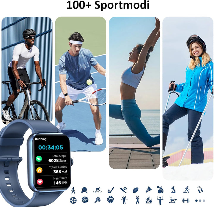 Blackview Smartwatch Herren Damen mit Telefonfunktion(Anrufe tätigen/empfangen)/Message Reminder, Sp
