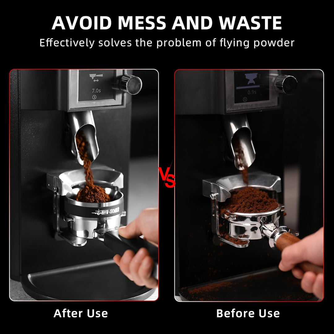 MHW-3BOMBER YU Series 58mm Dosing Funnel, Espressoring mit 36 Magneten, Aussennut-Design, Rutschfest