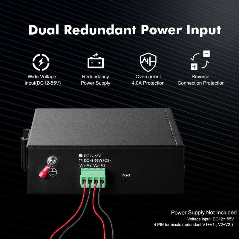 MokerLink 8 Port Gigabit Managed Industrial DIN-Rail Ethernet Switch with 2 SFP Ports, 20Gbps Switch