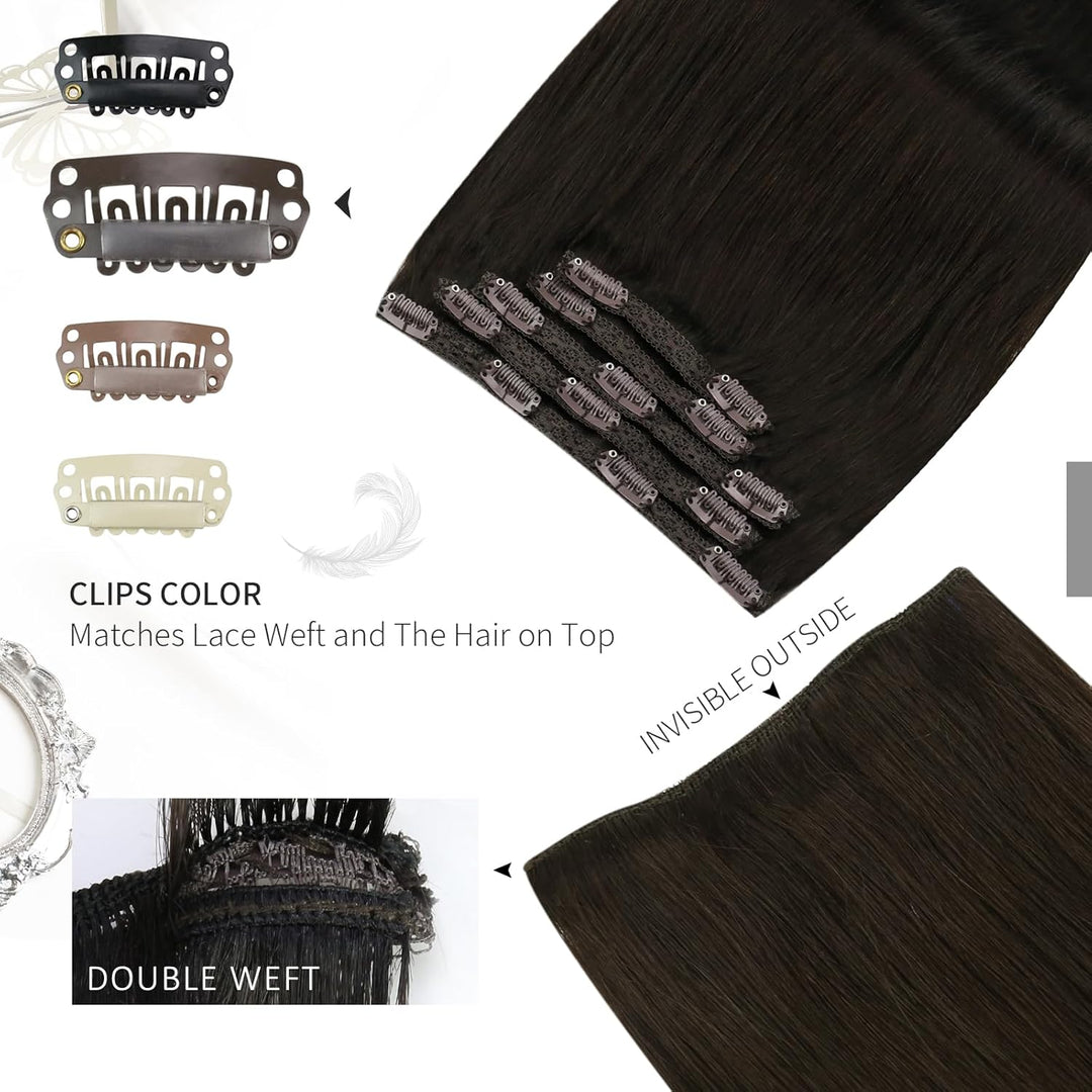 Moresoo Clip Extensions Echthaar Günstig Remy Haarverlängerung Clip in Extensions Echthaar Braun Ext