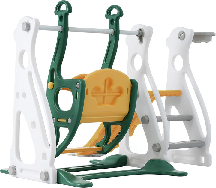 Merax Rutsche für Kinder, 4 in 1 Kinderrutsche Schaukel Basketballkorb, Kletterleiter, Kinder Spielp