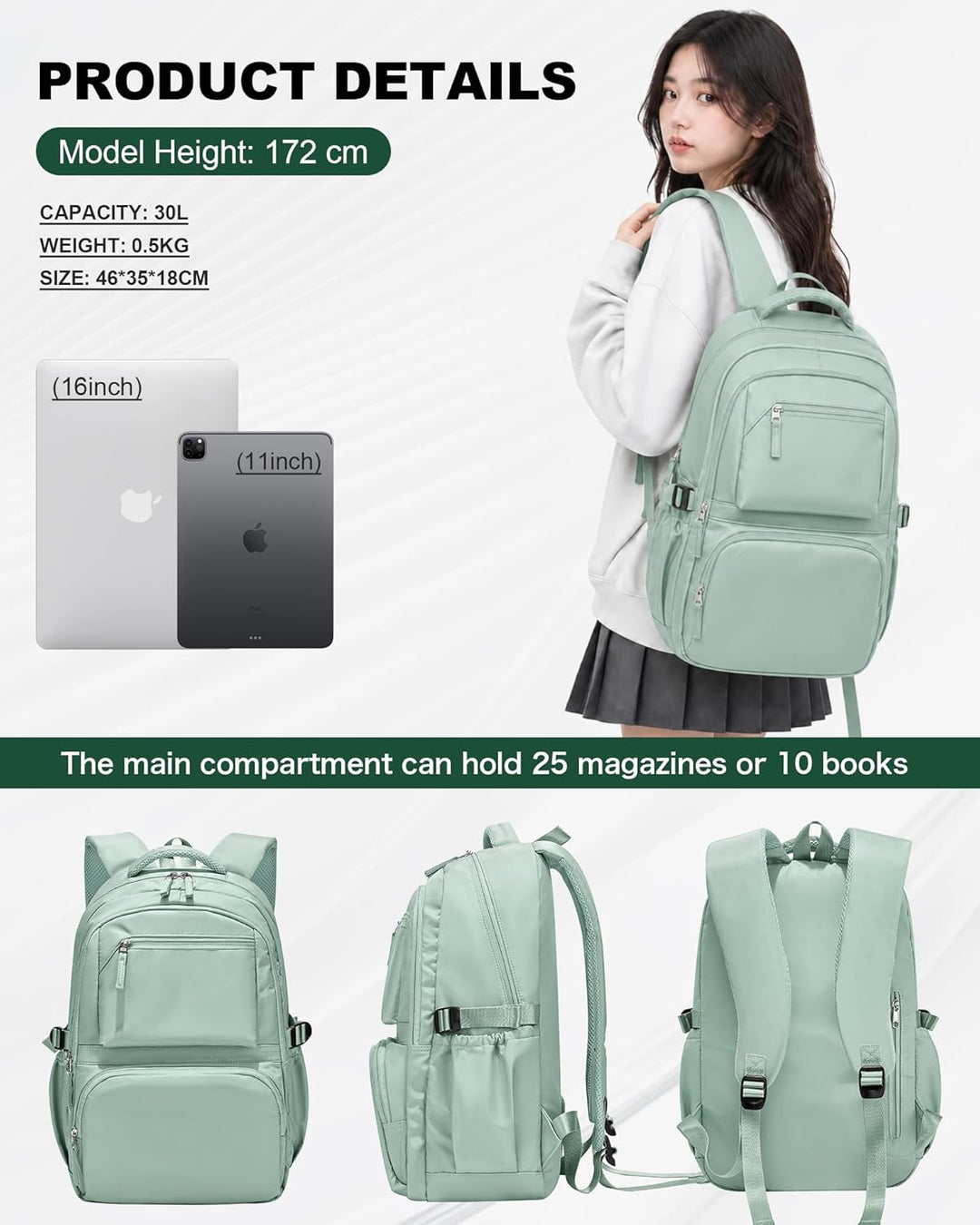 Rucksack Schule Teenager Mädchen Gross, Leichter Schulrucksack Teenager, Rucksack Univcersität, Schu
