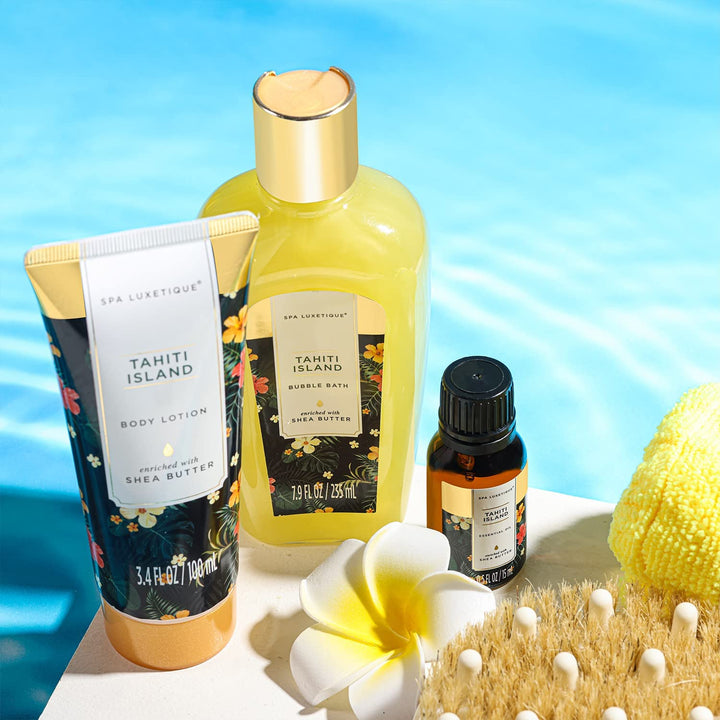 Geschenksets -Spa Luxetique 8pcs Tahiti Insel Badesets mit ätherischem Öl,Verwöhnen Geschenke für Fr