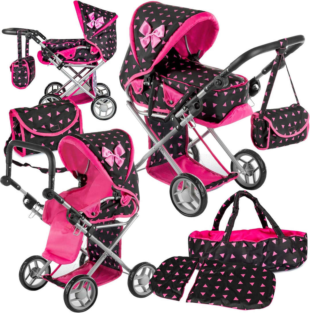 Kinderplay Puppenwagen ab 1 2 3 Jahre Kinderwagen Spielzeug - 3 in 1, Puppenwagen mit Herausnehmbare