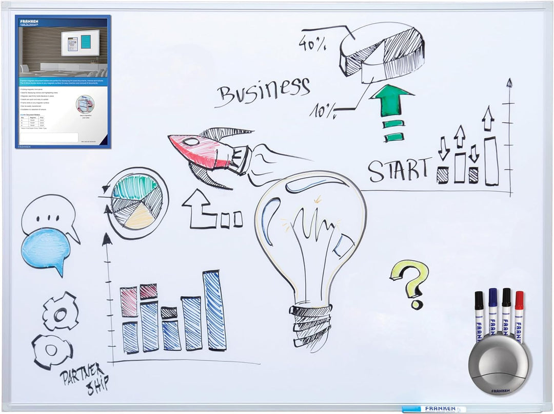 FRANKEN Whiteboard, Schreibtafel X-tra!Line, emailliert, magnetisch, beschreibbar, trocken abwischba