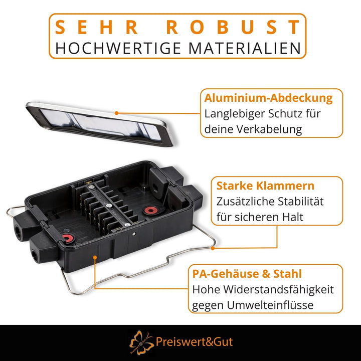 2 STK Verteilerdose 8-polig Anhänger Polyamid 17,1 x 9,3 x 3,3 cm KFZ | Verbindungsdose mit Aluminiu