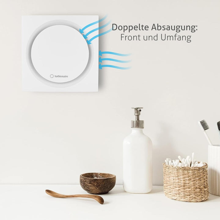 Turbionaire RING 100 SW Badlüfter Fan, Doppelte Ansaugung und Vorderseite, 100 mm, Weiss, Nichtrückk
