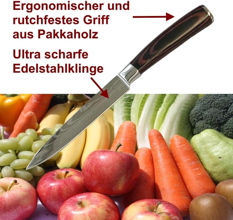 SOIXX Allzweckmesser Kochmesser, Edelstahl, scharfe Klinge, Holzgriff, Geschenkbox