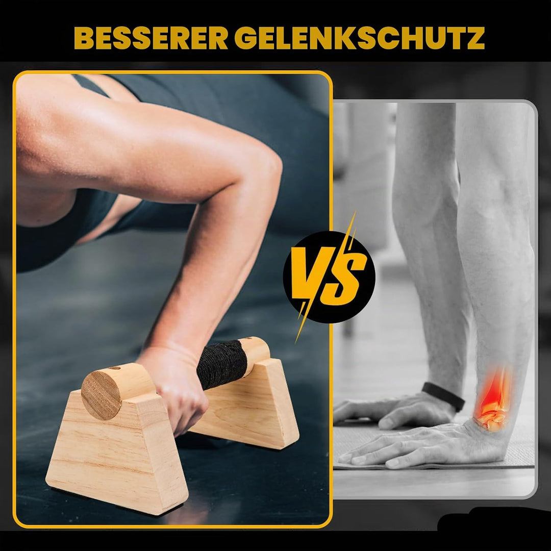 2 Stück Liegestützgriffe aus Holz Handstand Griffe 20 CM Push Up Bars mit Rutschfeste Gummipuffer, P