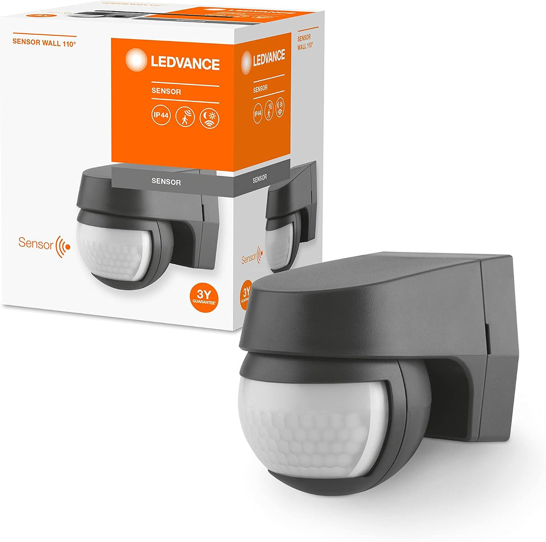 Ledvance Sensor für Wandmontage, 110 Grad Erfassungsradius, IP44 Schutzklasse, Dunkelgrau, SENSOR WA