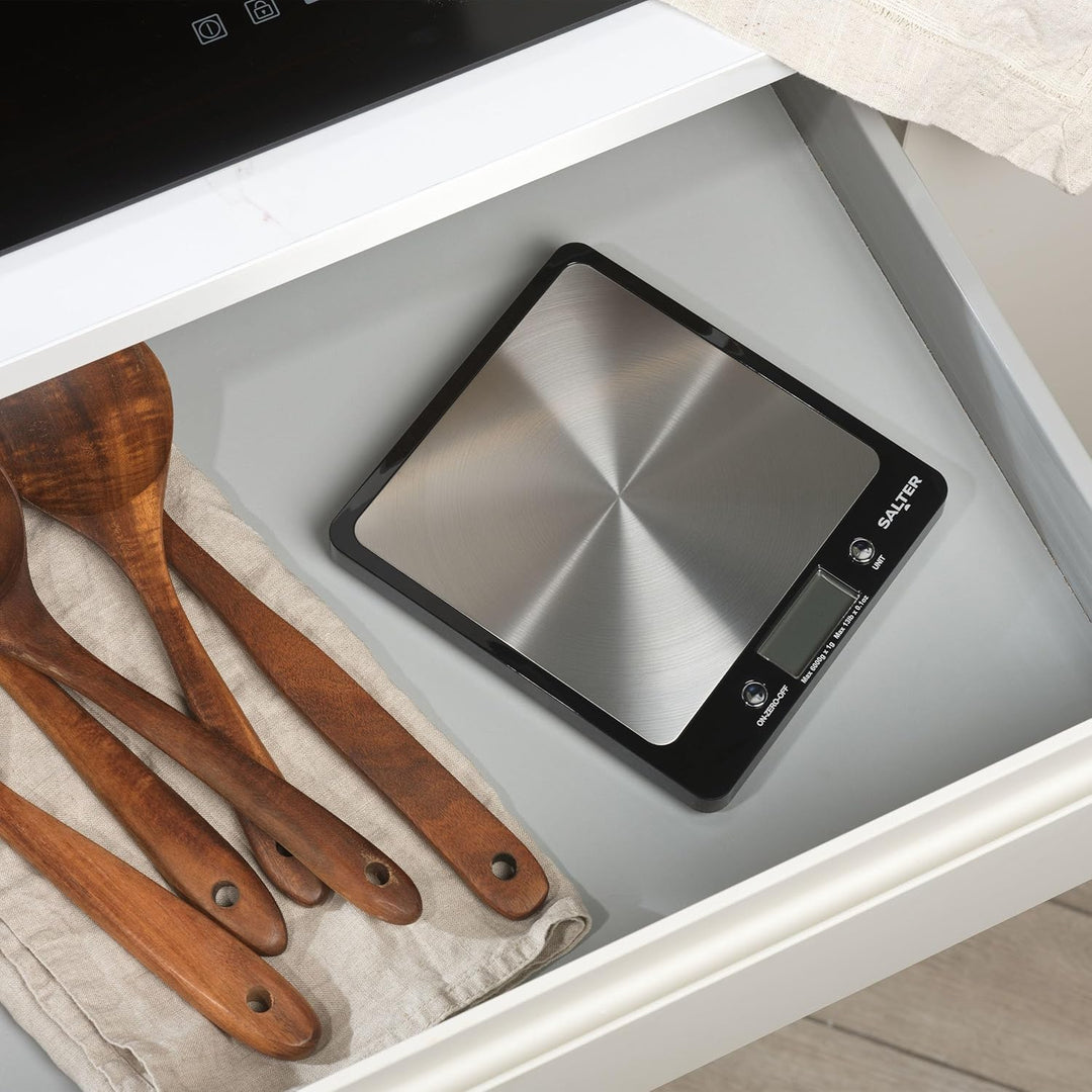 Salter Küchenwaage Digital, Digitale Küchenwaage mit Grossem Display, Waage Küchenwaage mit Edelstah