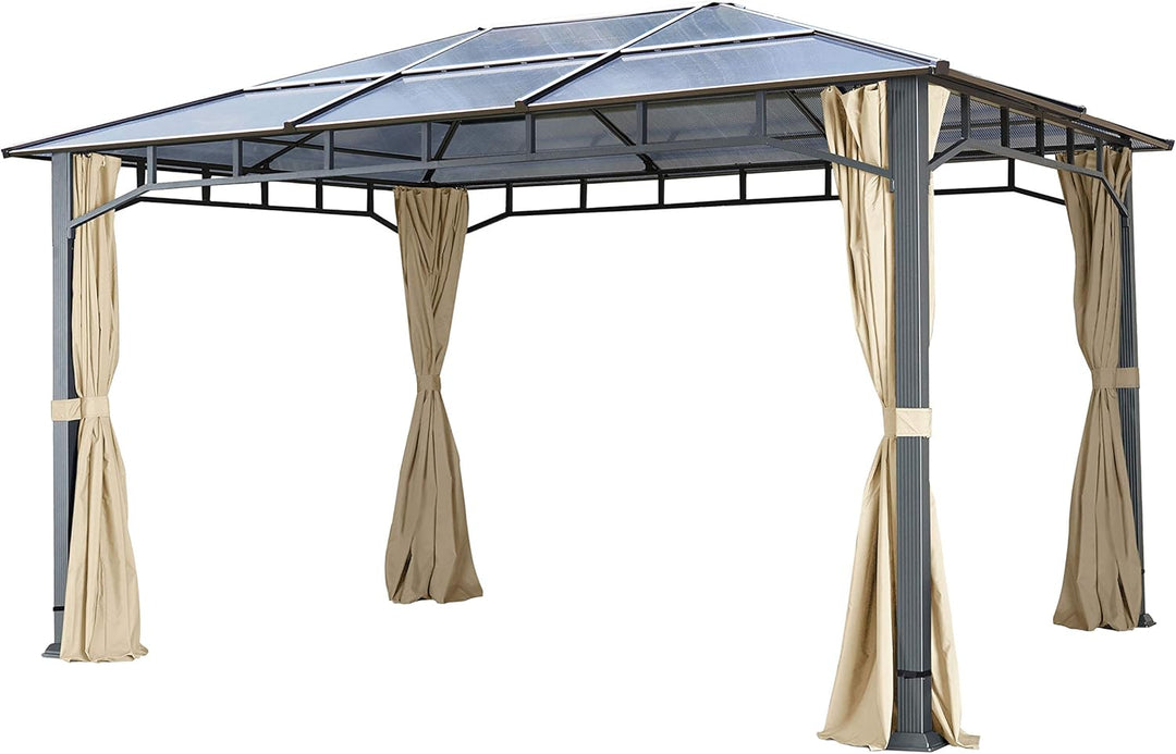 TOOLPORT 4 Seitenteile für Gartenpavillon Sunset Deluxe 3x4 m - Polyester ca. 180 g/m² - mit Reissve