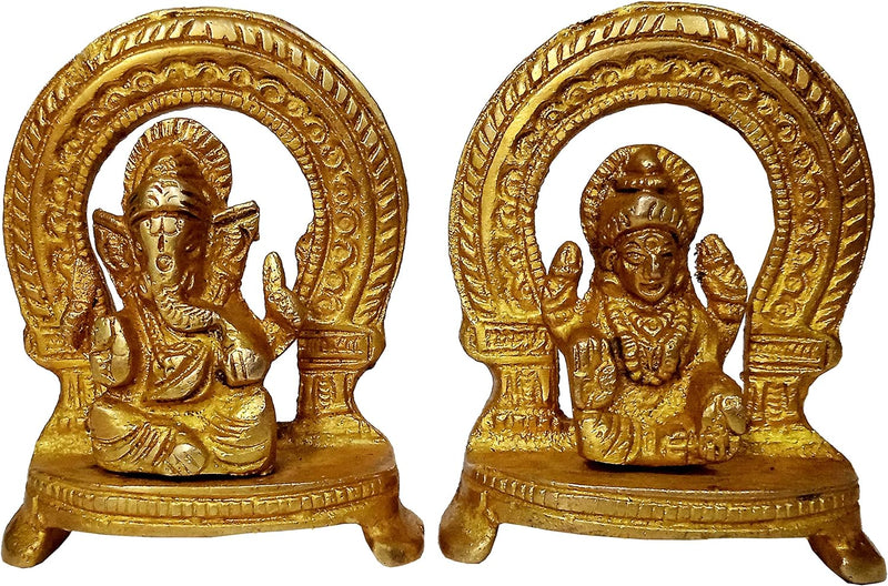 Purpledip Idol Lakshmi Ganesha in Mandap: Sammlerstück Statue Set für Zuhause Tempel (12245)