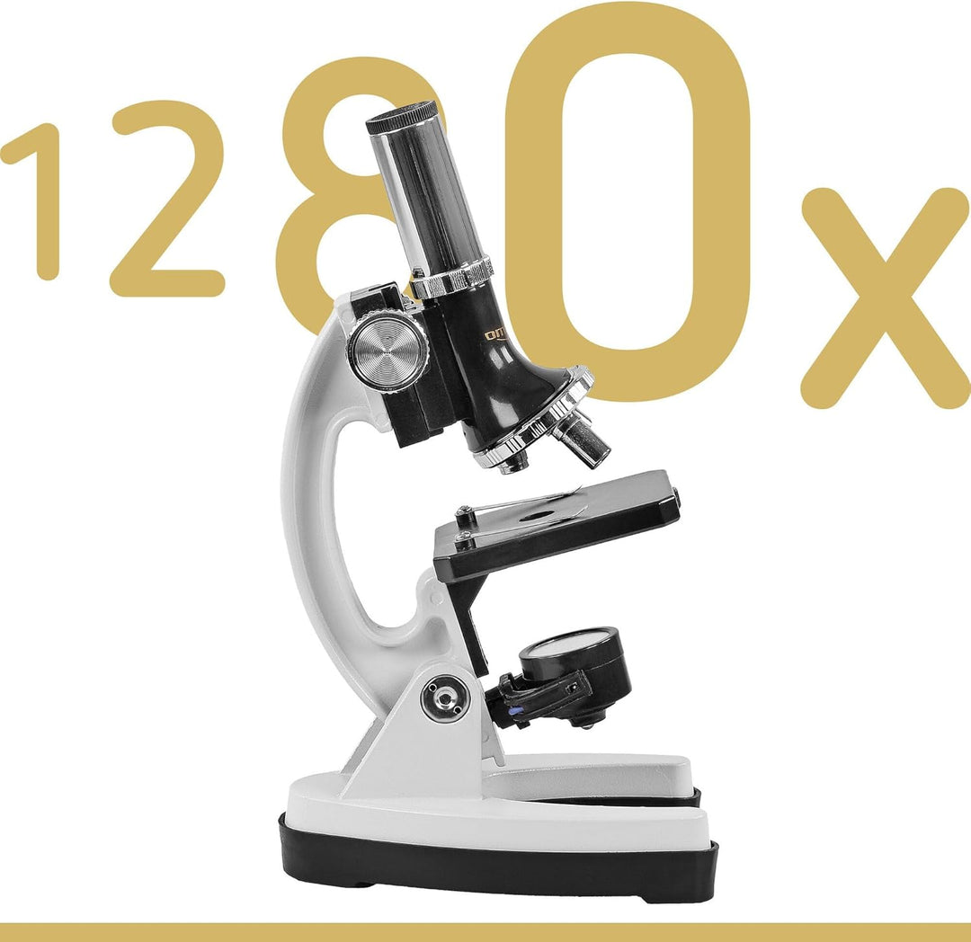 Omegon MonoView, Mikroskopier-Set, 1200x | Hochauflösendes Mikroskop für präzise Untersuchungen | In