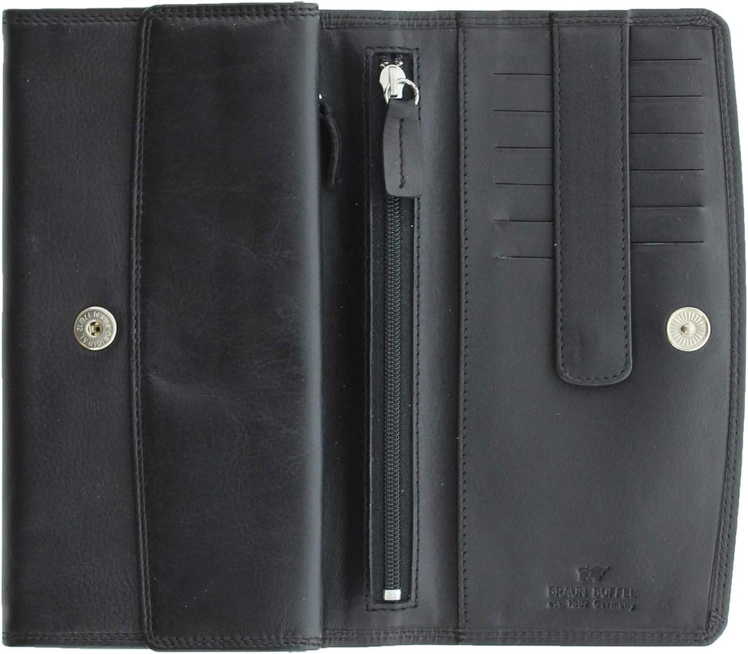 BRAUN BÜFFEL Geldbörse Golf 2.0 - aus echtem Leder (schwarz, 9 Fächer, Large)