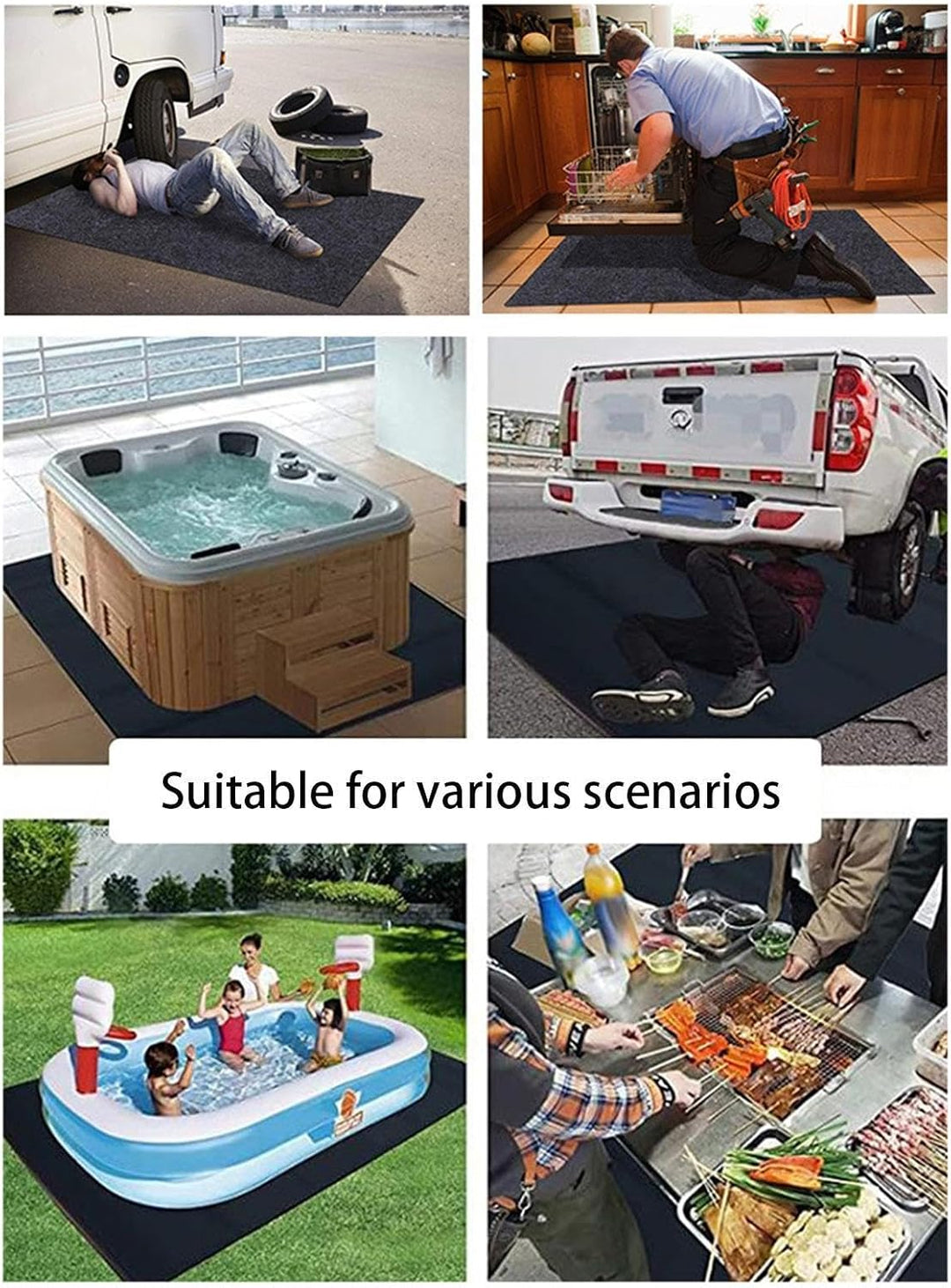 Unterpool Pad, Schwimmbodenschutzmatte, verdickte quadratische Poolfolie, Schwerlast-Pannen-Schwimms