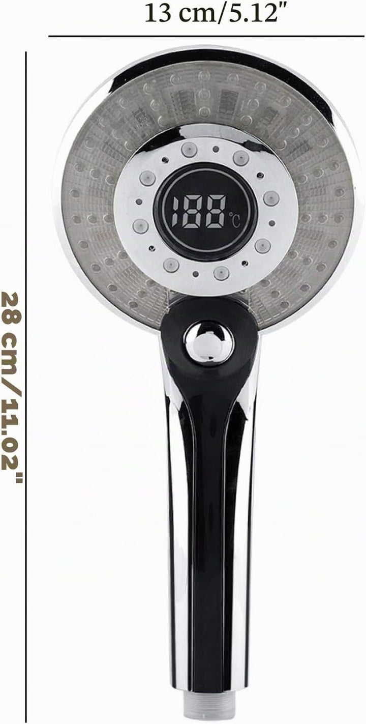Duschkopf Led, 3 Farben Farbwechsel Temperaturregelung, Digitales LCD-Display, Handbrause mit Digita