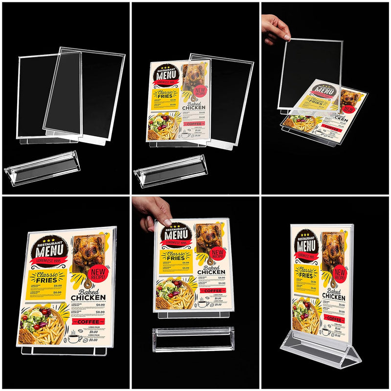 Kurtzy Tischaufsteller A6 (6er Pack) - L11 x H19,5cm - Klarer Kunststoff - Doppelseitige Vertikale P