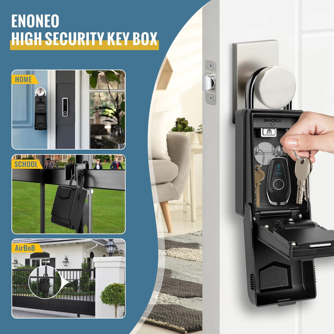 ENONEO Schlüsseltresor mit Beleuchteten Zahlencode Aussen Schlüsseltresor mit Bügel, Wetterfest Schl