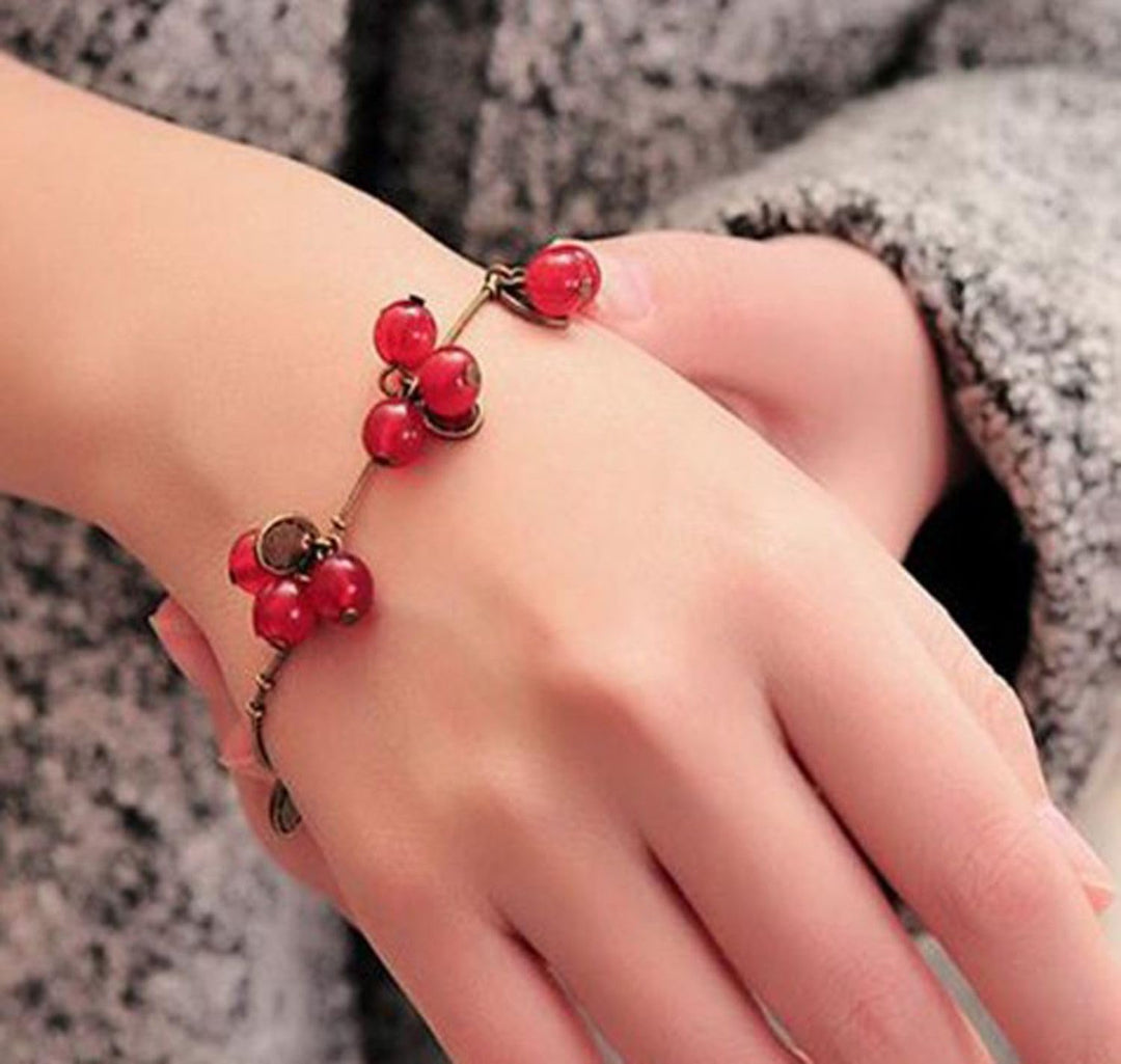 Miniblings Johannisbeere Armband Armreifen Beere Damen Frucht Bronze Sommer Kinderschmuck Kinderarmb