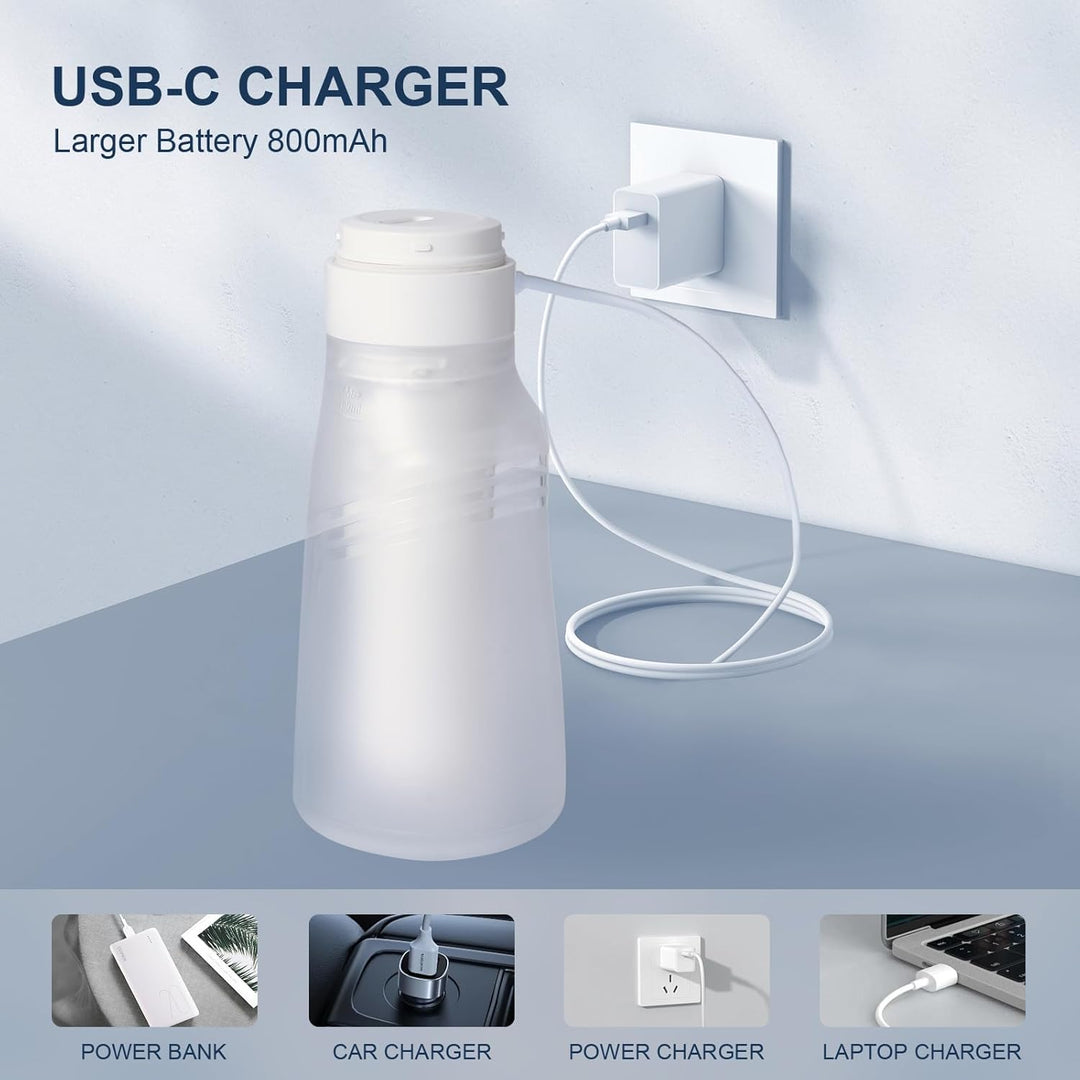 Tragbares Bidet für Reisen - USB-C Wiederaufladbar, 3 Modi, 400 ml, Wasserdichter Sprüher + 2 Düsen