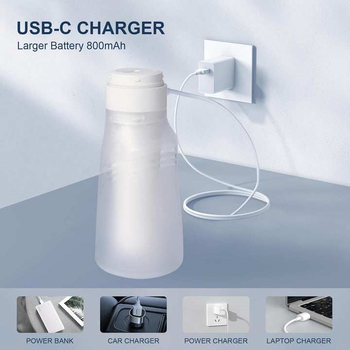 Tragbares Bidet für Reisen - USB-C Wiederaufladbar, 3 Modi, 400 ml, Wasserdichter Sprüher + 2 Düsen