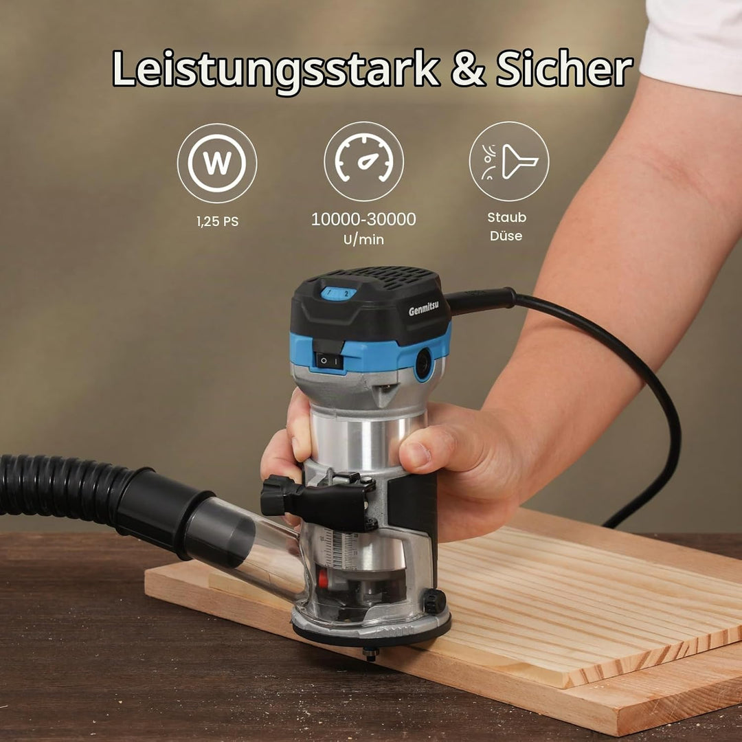 Genmitsu Oberfräse und Trimmer 1,25HP, mit fester Basis, 6 variable Geschwindigkeiten, 10.000–30.000