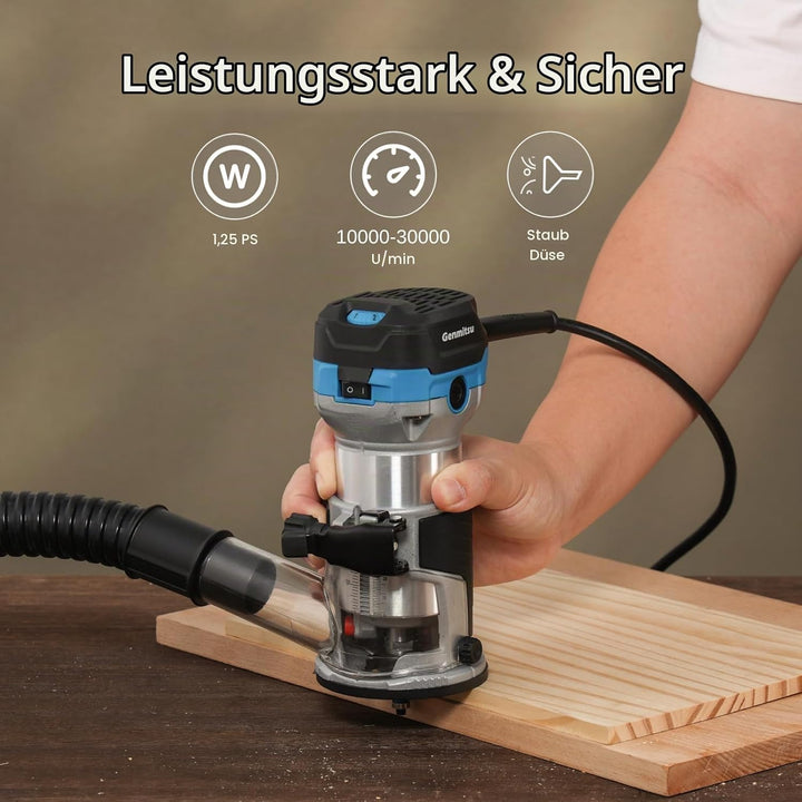 Genmitsu Oberfräse und Trimmer 1,25HP, mit fester Basis, 6 variable Geschwindigkeiten, 10.000–30.000