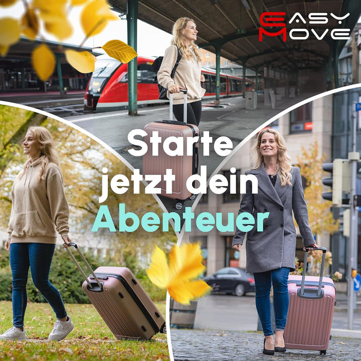 Easy Move ABS Hartschalenkoffer [ERGONOMISCH &amp; SICHER] - Grosser Trolley Koffer mit 360° Rädern, Zah